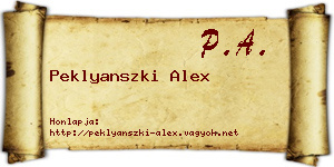 Peklyanszki Alex névjegykártya